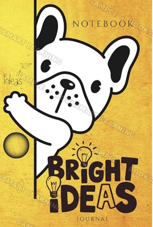 Bright Ideas Journal cover — a fun puppy dog notebook for curious kids to brainstorm, dream big and think like an entrepreneur