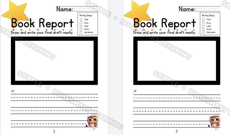 Treehouse Friends Book Report interior page, sample preview