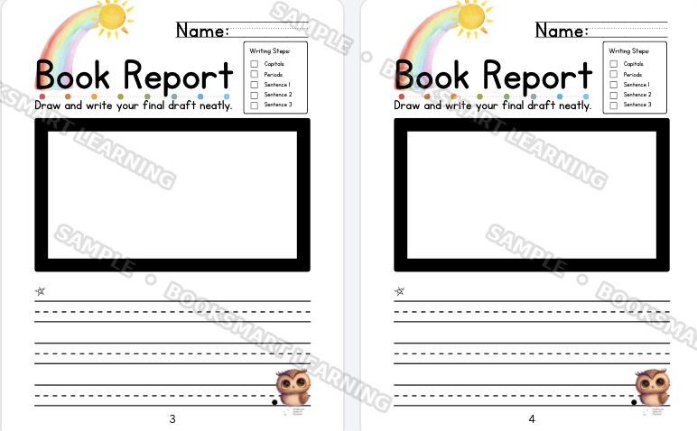 Treehouse Friends Book Report interior page, sample preview