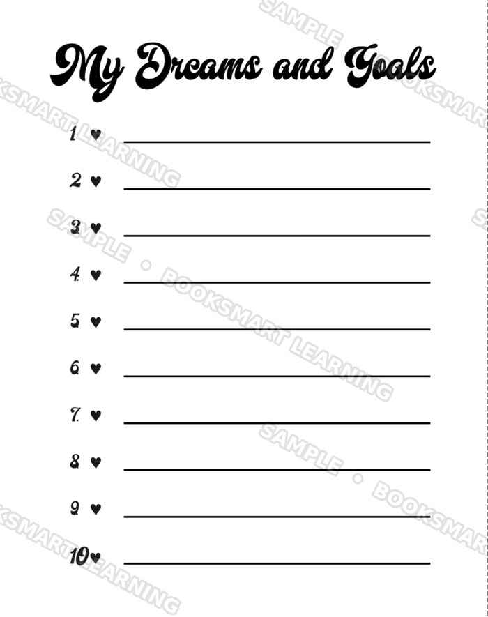 My Turtle Journal My Dreams and Goals list page for kids, sample preview