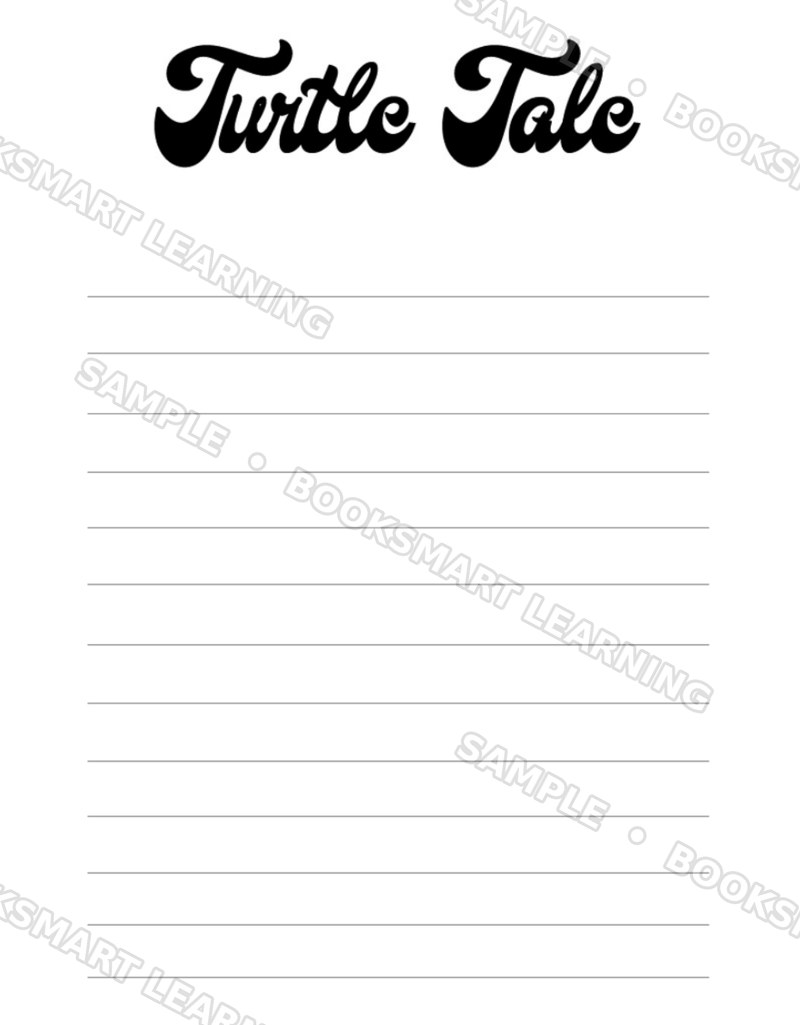 My Turtle Journal Turtle Tale lined writing page, sample preview